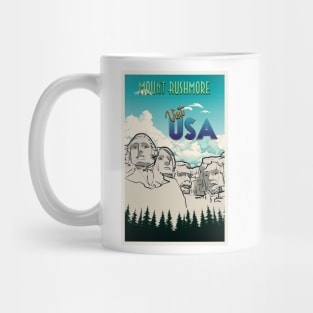 Mount Rushmore Retro Travel Poster Mug